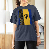 Vintage Barbados Flag T Shirt For Women Distressed Patriotic Caribbean Island Barbadian Pride Heritage Gift