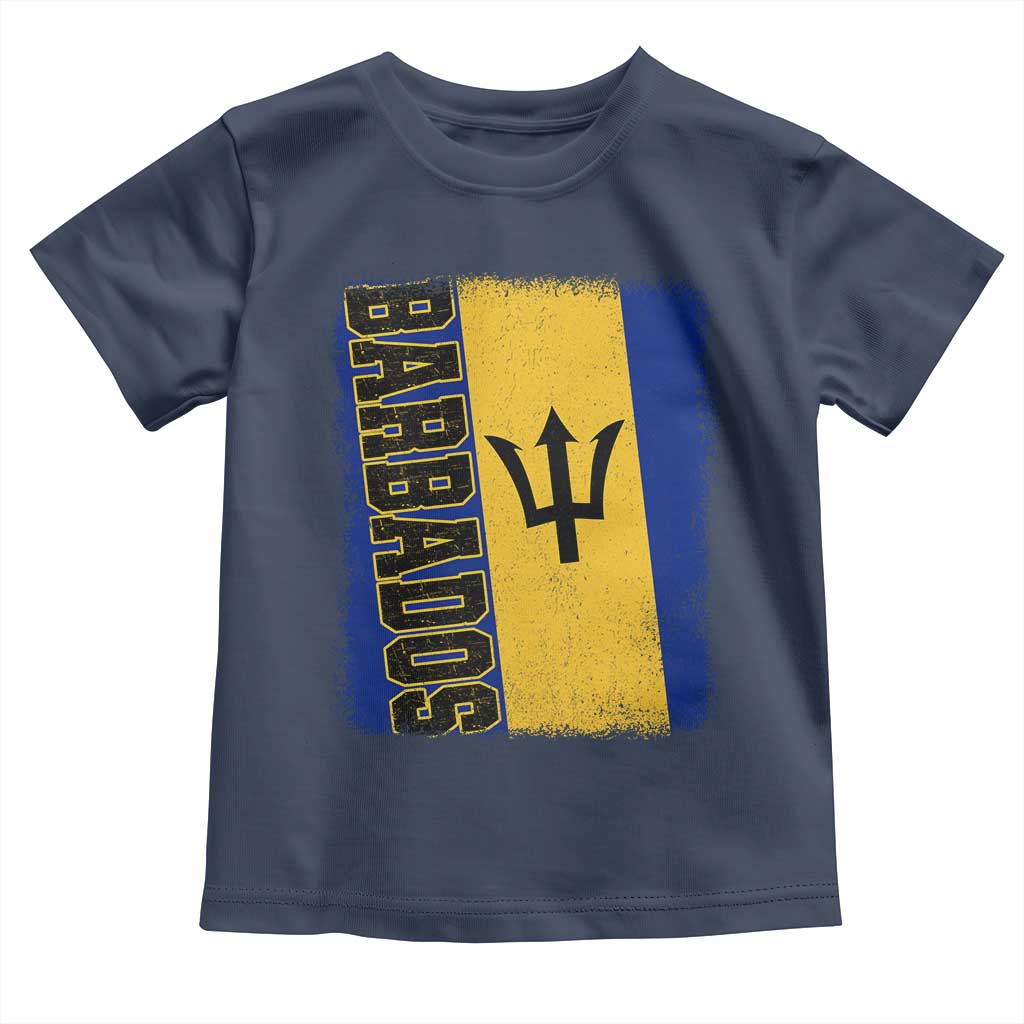 Vintage Barbados Flag Toddler T Shirt Distressed Patriotic Caribbean Island Barbadian Pride Heritage Gift