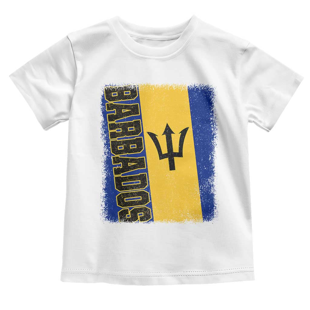 Vintage Barbados Flag Toddler T Shirt Distressed Patriotic Caribbean Island Barbadian Pride Heritage Gift
