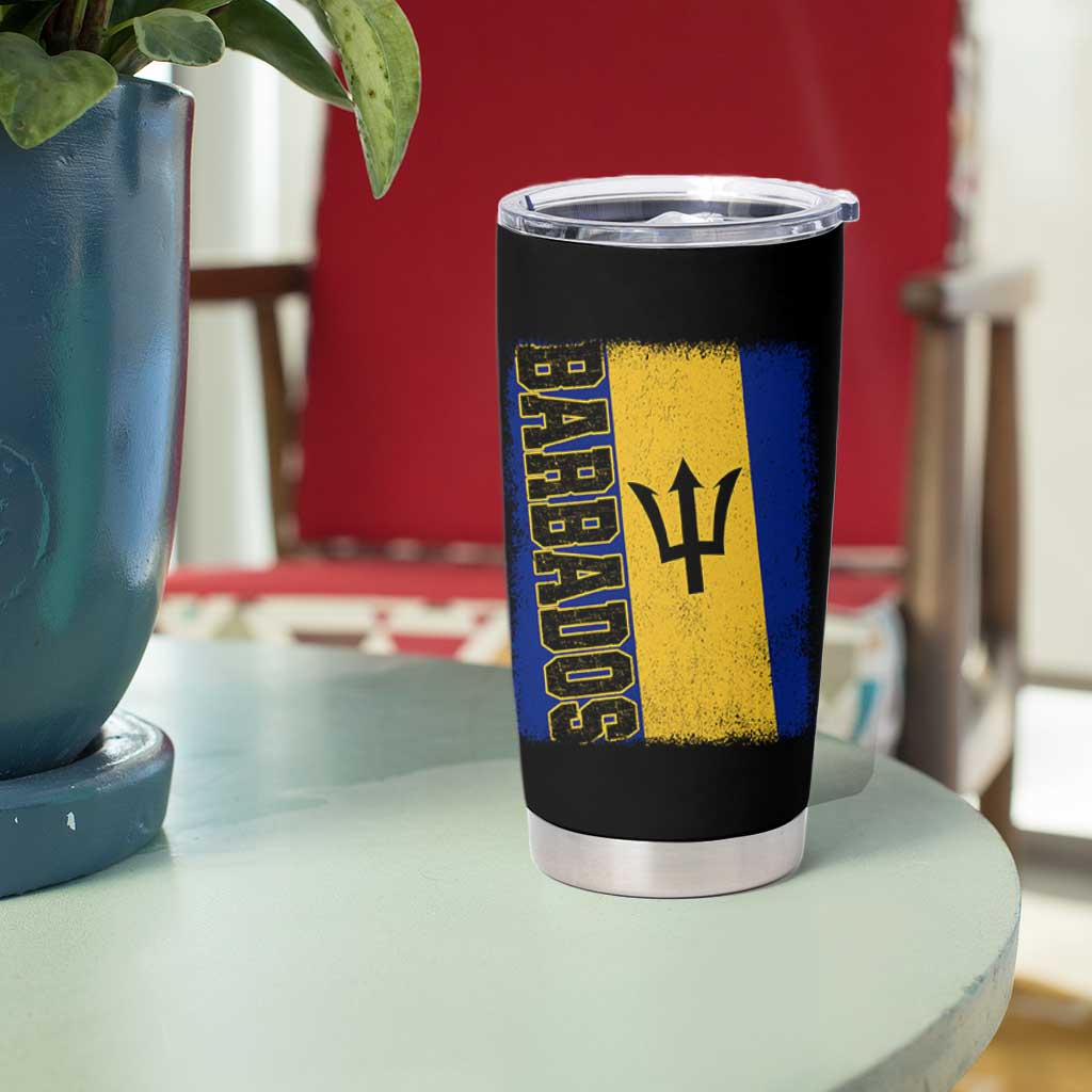 Vintage Barbados Flag Tumbler Cup Distressed Patriotic Caribbean Island Barbadian Pride Heritage Gift