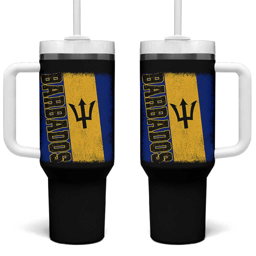 Vintage Barbados Flag Tumbler With Handle Distressed Patriotic Caribbean Island Barbadian Pride Heritage Gift