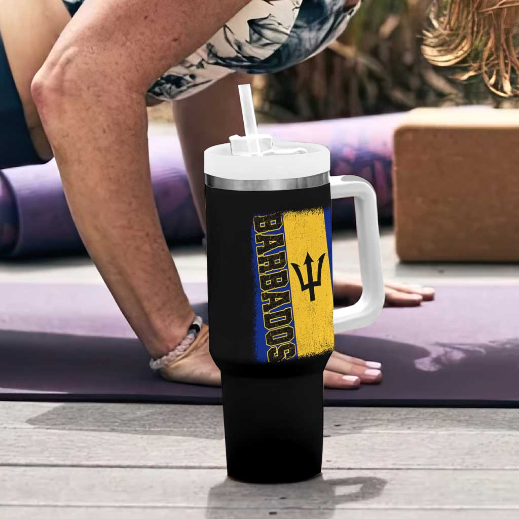 Vintage Barbados Flag Tumbler With Handle Distressed Patriotic Caribbean Island Barbadian Pride Heritage Gift