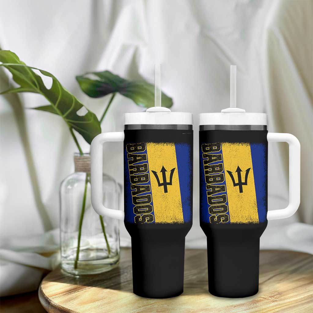 Vintage Barbados Flag Tumbler With Handle Distressed Patriotic Caribbean Island Barbadian Pride Heritage Gift