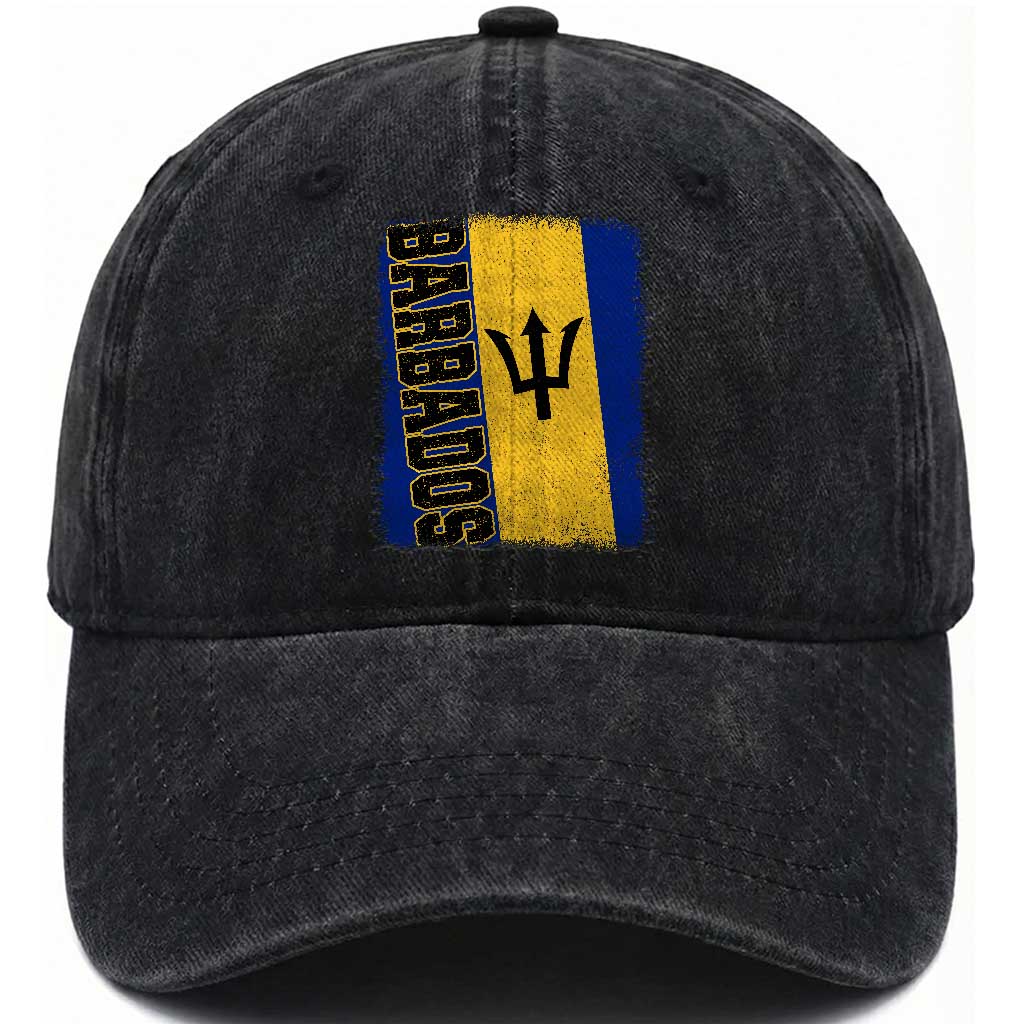 Vintage Barbados Flag Washed Cotton Baseball Cap Distressed Patriotic Caribbean Island Barbadian Pride Heritage Gift
