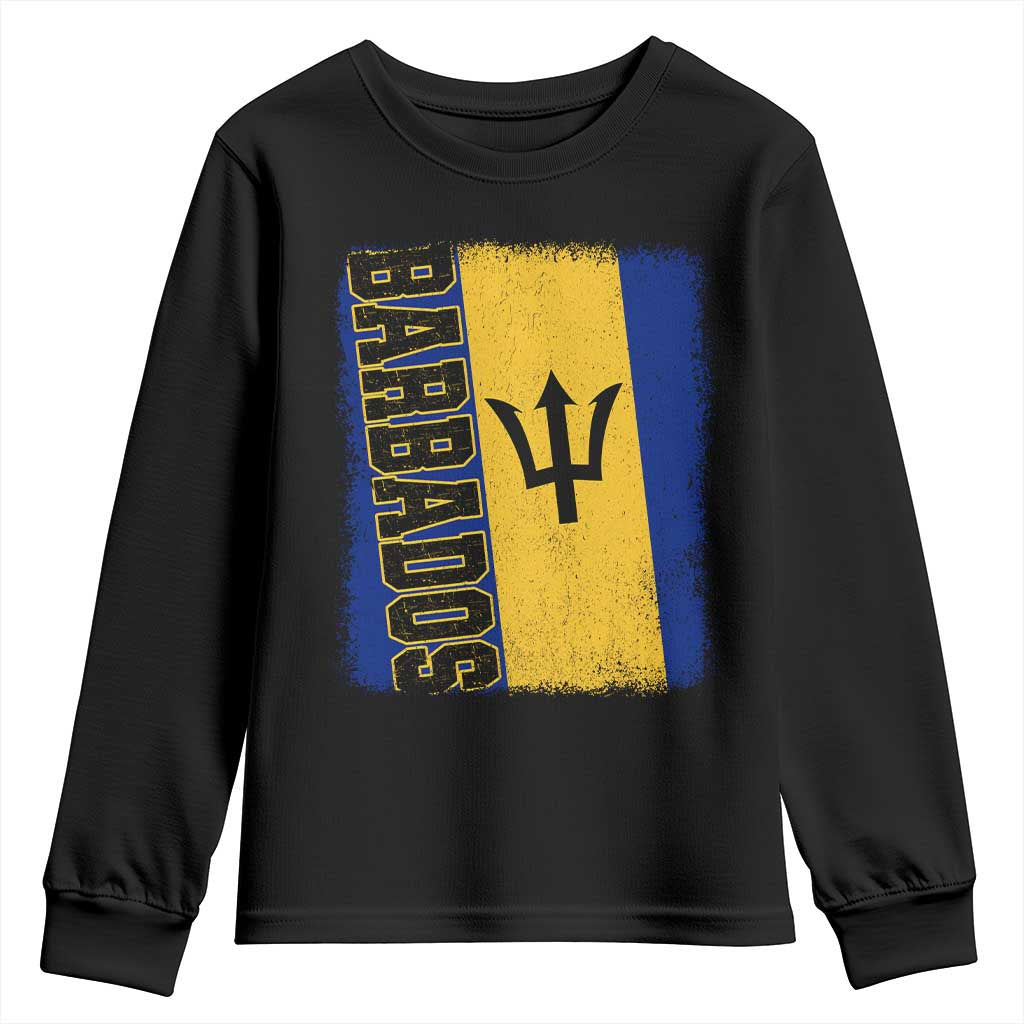 Vintage Barbados Flag Youth Sweatshirt Distressed Patriotic Caribbean Island Barbadian Pride Heritage Gift