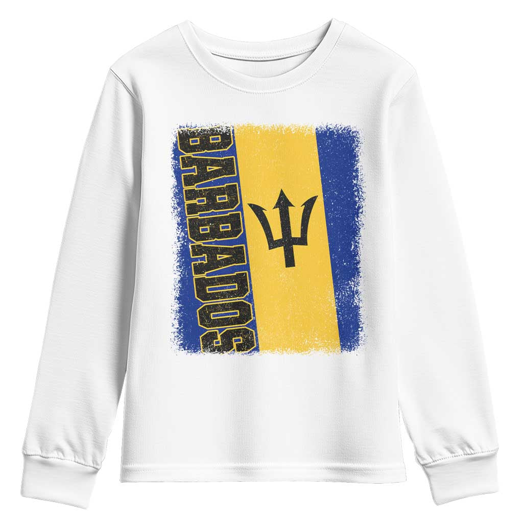 Vintage Barbados Flag Youth Sweatshirt Distressed Patriotic Caribbean Island Barbadian Pride Heritage Gift