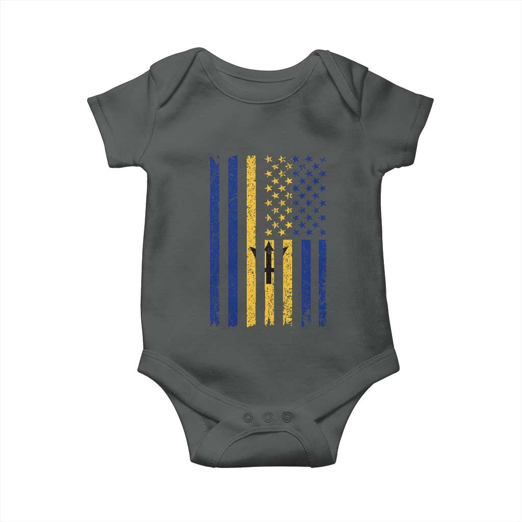 Barbados American Flag Baby Onesie Distressed Barbadian Pride Patriotic Heritage Gift