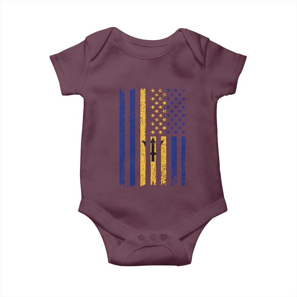 Barbados American Flag Baby Onesie Distressed Barbadian Pride Patriotic Heritage Gift