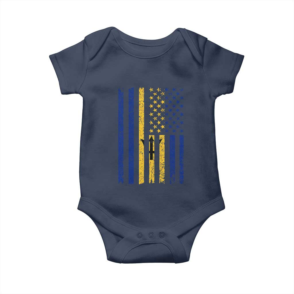 Barbados American Flag Baby Onesie Distressed Barbadian Pride Patriotic Heritage Gift