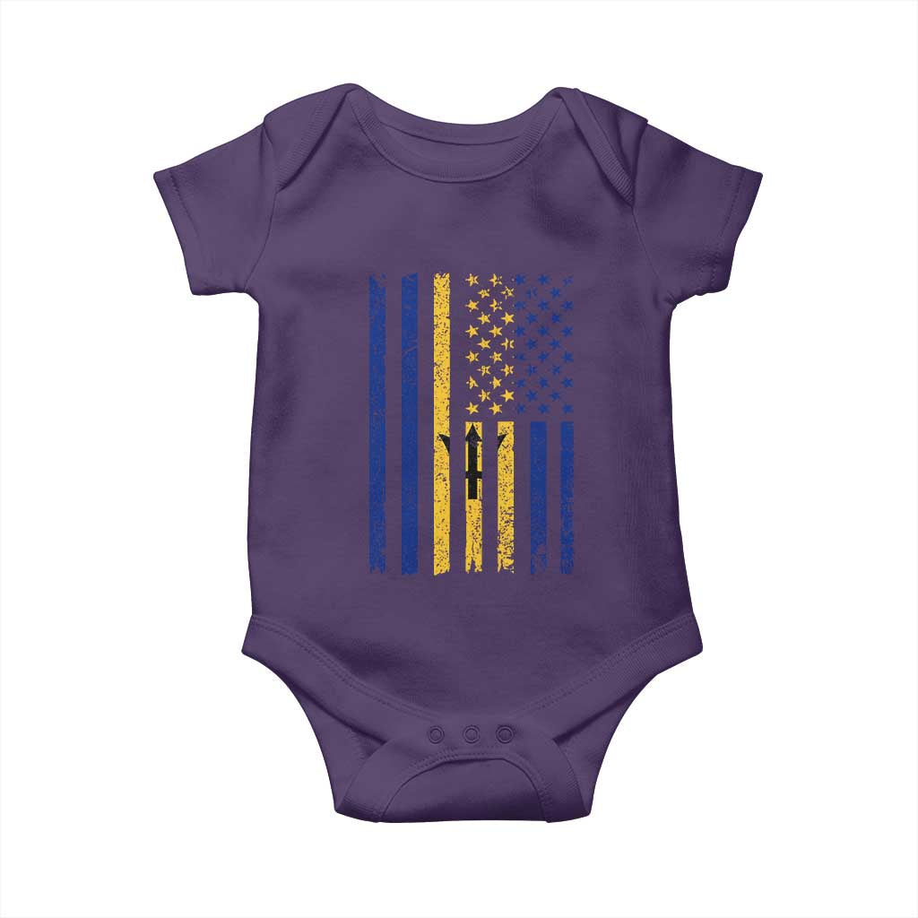 Barbados American Flag Baby Onesie Distressed Barbadian Pride Patriotic Heritage Gift