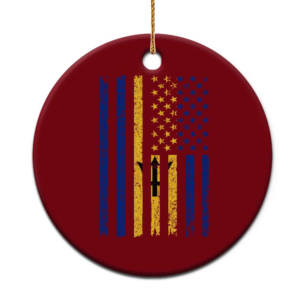 Barbados American Flag Ceramic Ornament Distressed Barbadian Pride Patriotic Heritage Gift