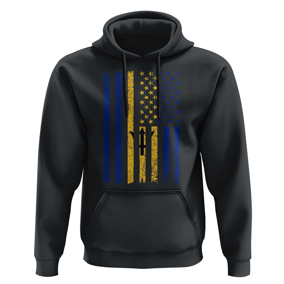 Barbados American Flag Hoodie Distressed Barbadian Pride Patriotic Heritage Gift