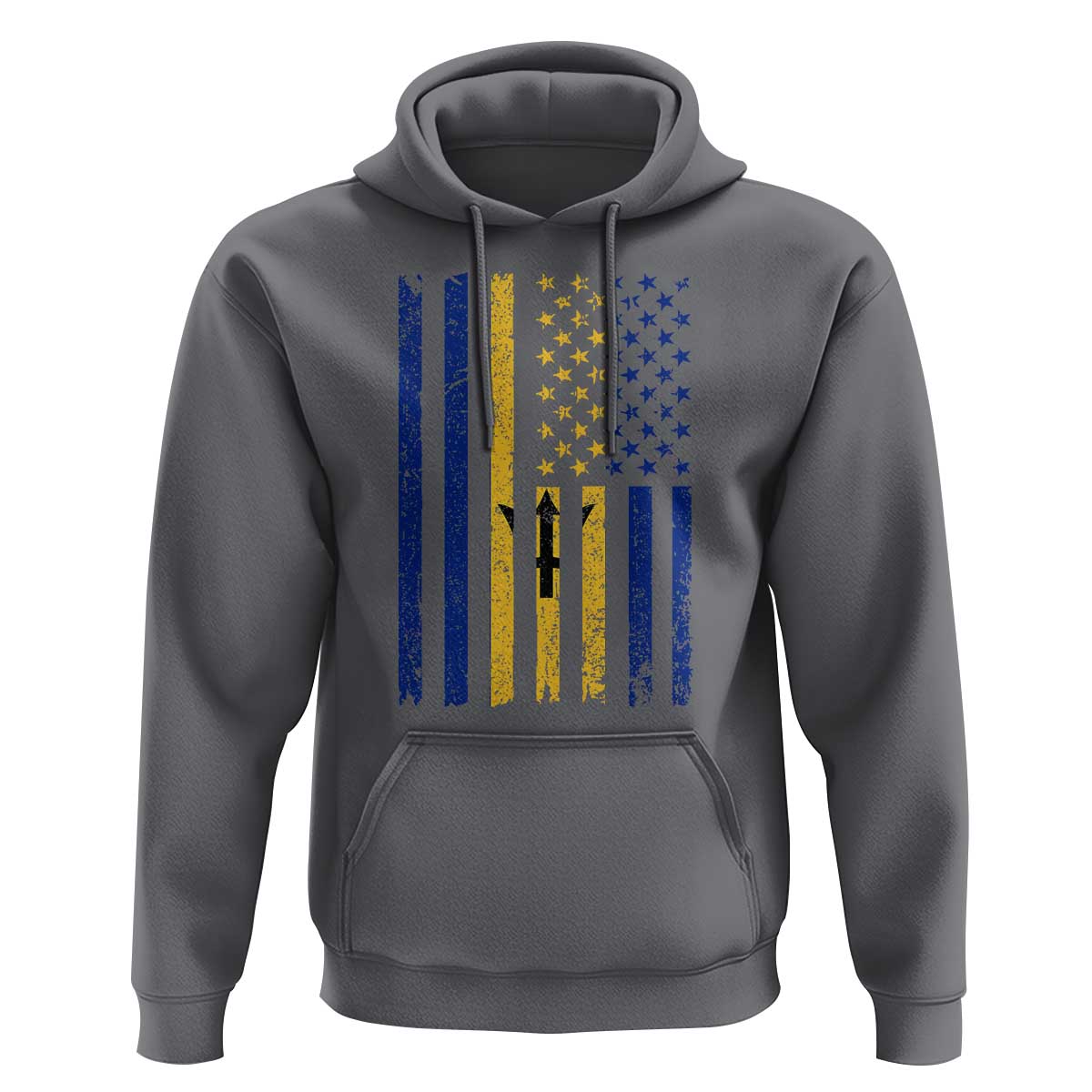 Barbados American Flag Hoodie Distressed Barbadian Pride Patriotic Heritage Gift