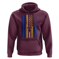 Barbados American Flag Hoodie Distressed Barbadian Pride Patriotic Heritage Gift