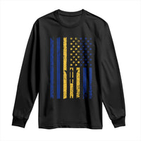 Barbados American Flag Long Sleeve Shirt Distressed Barbadian Pride Patriotic Heritage Gift
