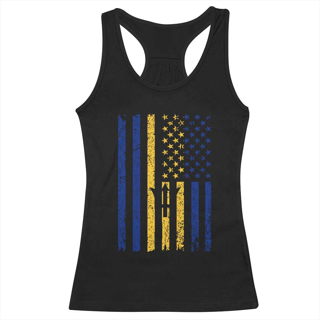 Barbados American Flag Racerback Tank Top Distressed Barbadian Pride Patriotic Heritage Gift