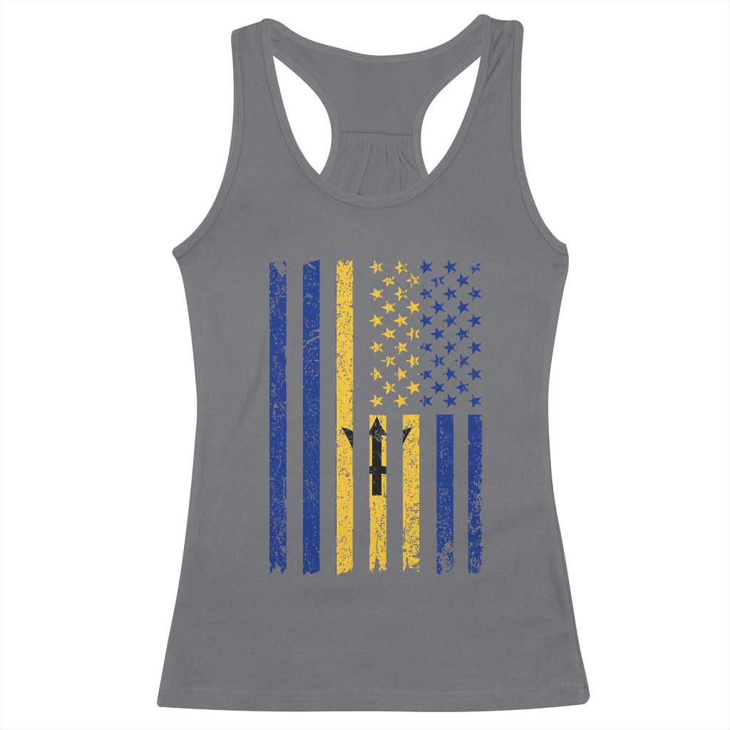 Barbados American Flag Racerback Tank Top Distressed Barbadian Pride Patriotic Heritage Gift