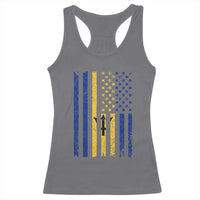 Barbados American Flag Racerback Tank Top Distressed Barbadian Pride Patriotic Heritage Gift