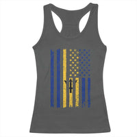 Barbados American Flag Racerback Tank Top Distressed Barbadian Pride Patriotic Heritage Gift