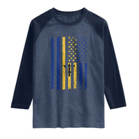 Barbados American Flag Raglan Shirt Distressed Barbadian Pride Patriotic Heritage Gift