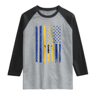 Barbados American Flag Raglan Shirt Distressed Barbadian Pride Patriotic Heritage Gift