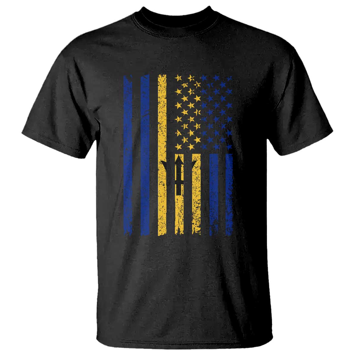 Barbados American Flag T Shirt Distressed Barbadian Pride Patriotic Heritage Gift