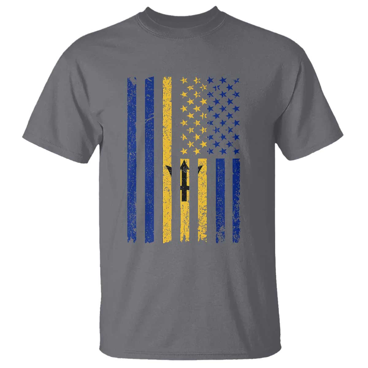 Barbados American Flag T Shirt Distressed Barbadian Pride Patriotic Heritage Gift