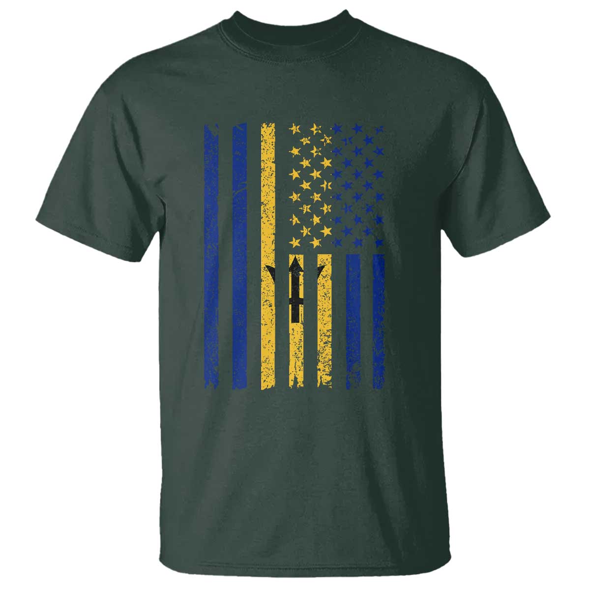 Barbados American Flag T Shirt Distressed Barbadian Pride Patriotic Heritage Gift