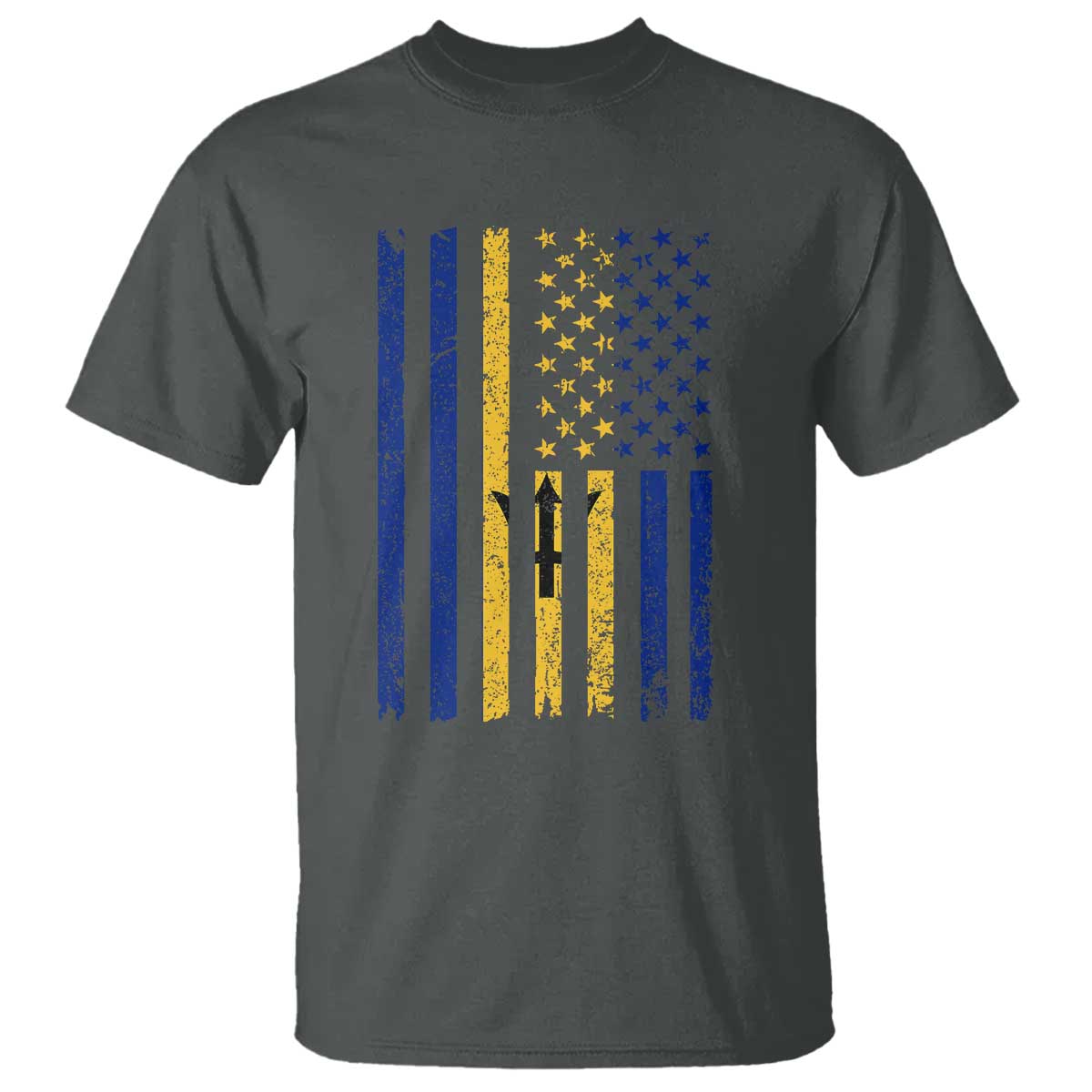 Barbados American Flag T Shirt Distressed Barbadian Pride Patriotic Heritage Gift