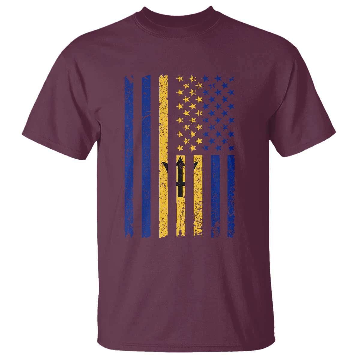Barbados American Flag T Shirt Distressed Barbadian Pride Patriotic Heritage Gift
