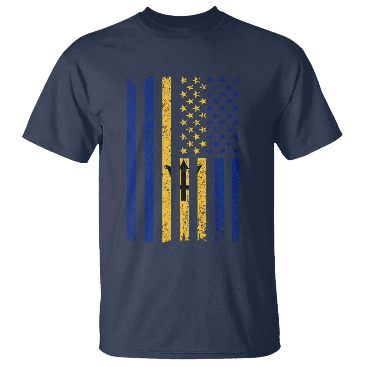 Barbados American Flag T Shirt Distressed Barbadian Pride Patriotic Heritage Gift