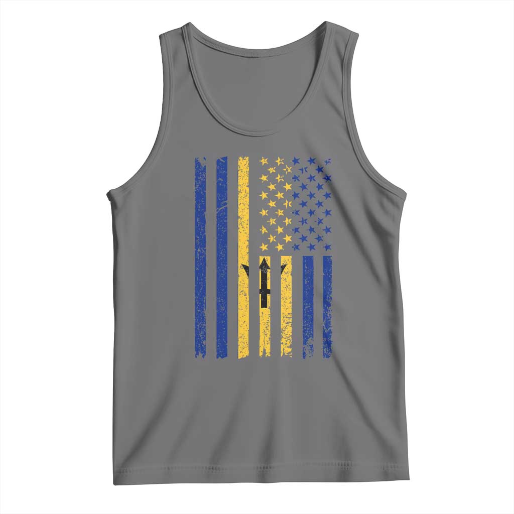 Barbados American Flag Tank Top Distressed Barbadian Pride Patriotic Heritage Gift