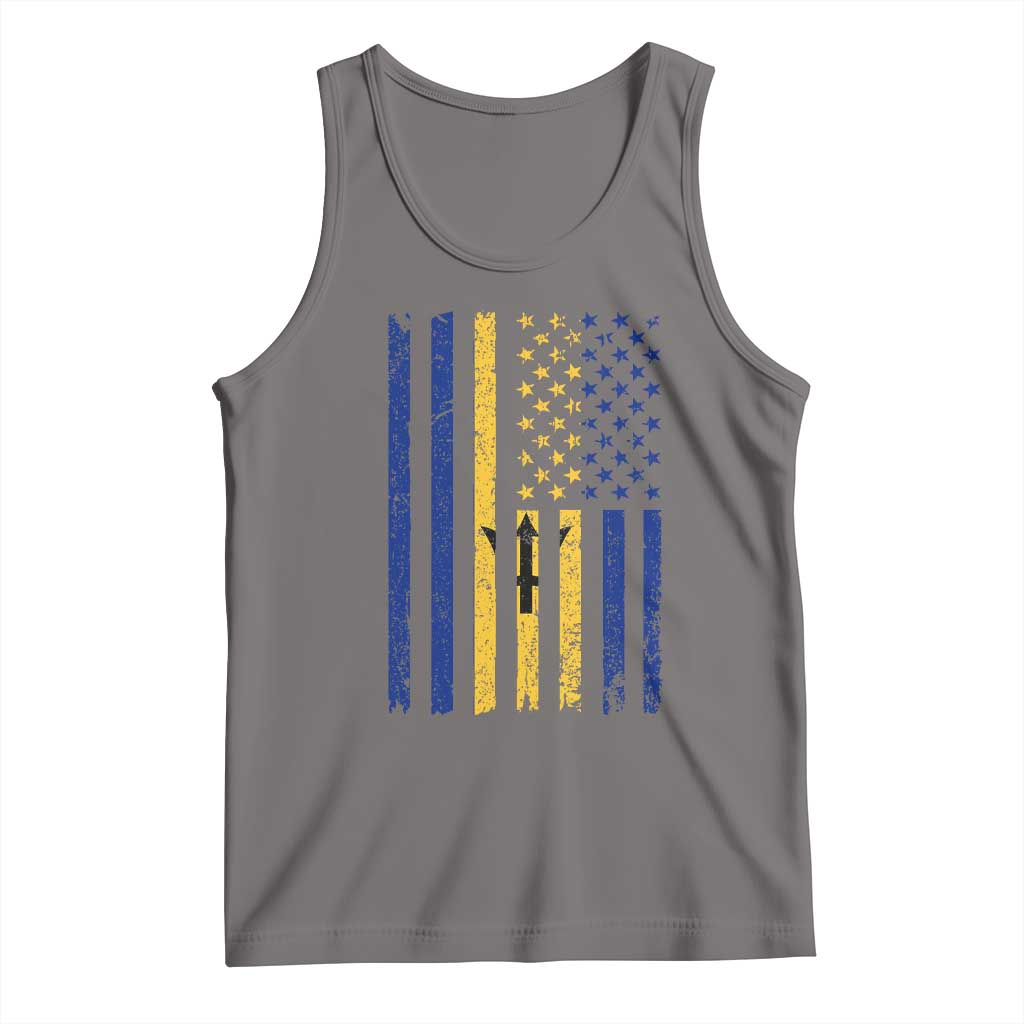 Barbados American Flag Tank Top Distressed Barbadian Pride Patriotic Heritage Gift