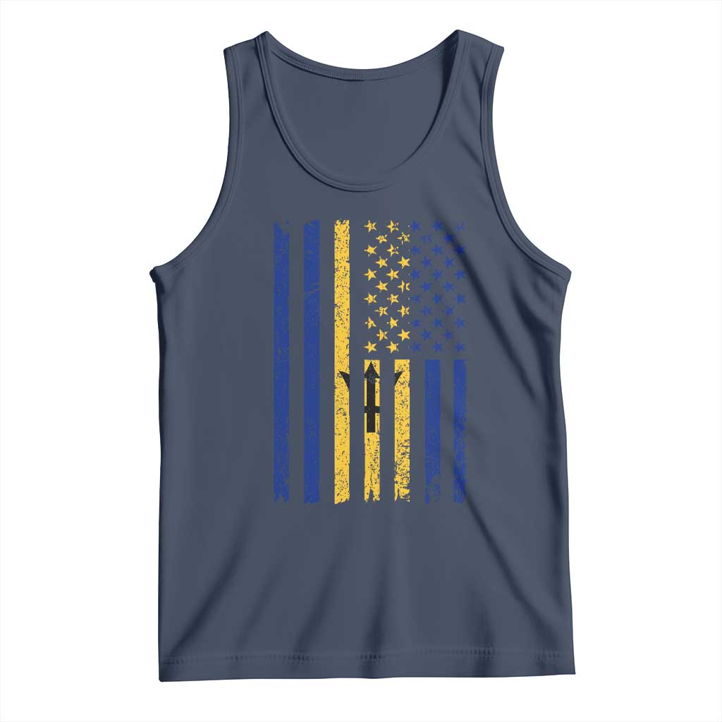 Barbados American Flag Tank Top Distressed Barbadian Pride Patriotic Heritage Gift