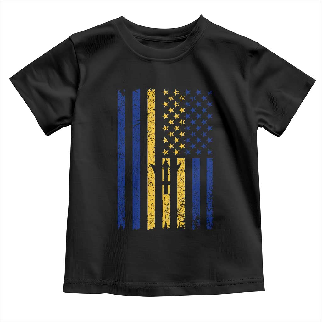 Barbados American Flag Toddler T Shirt Distressed Barbadian Pride Patriotic Heritage Gift