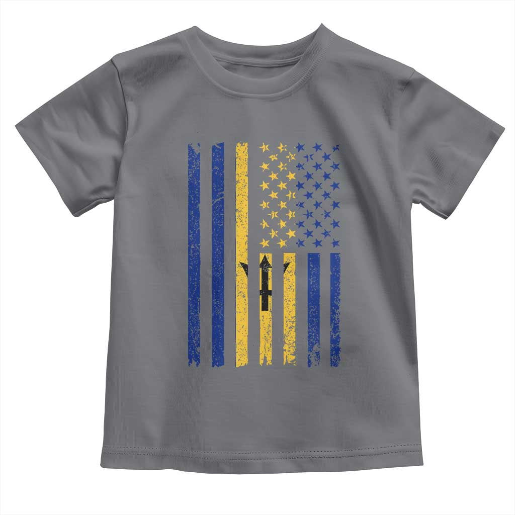 Barbados American Flag Toddler T Shirt Distressed Barbadian Pride Patriotic Heritage Gift