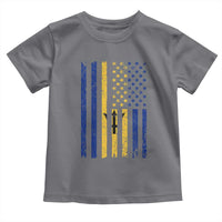 Barbados American Flag Toddler T Shirt Distressed Barbadian Pride Patriotic Heritage Gift
