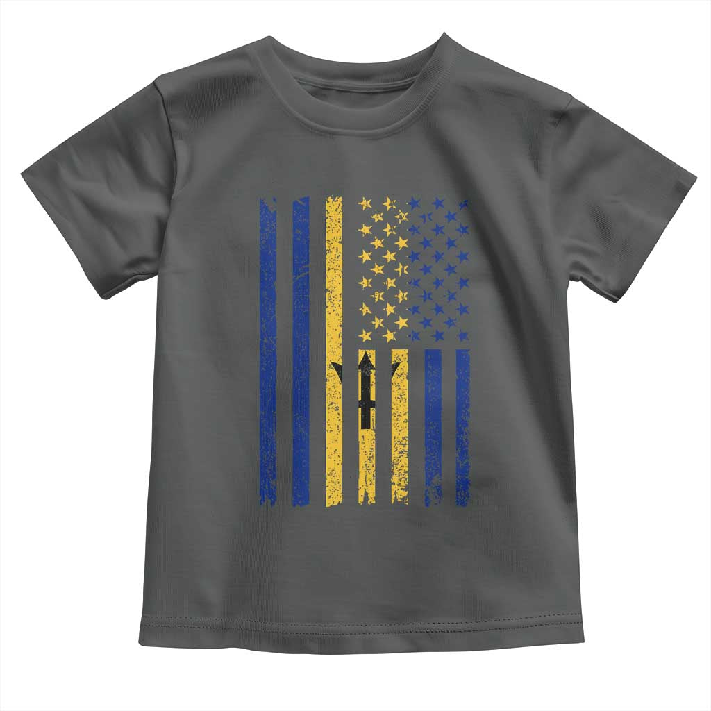 Barbados American Flag Toddler T Shirt Distressed Barbadian Pride Patriotic Heritage Gift