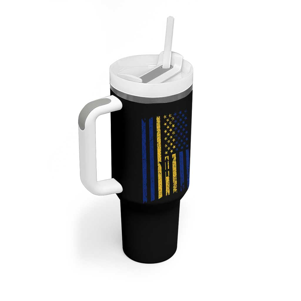 Barbados American Flag Tumbler With Handle Distressed Barbadian Pride Patriotic Heritage Gift