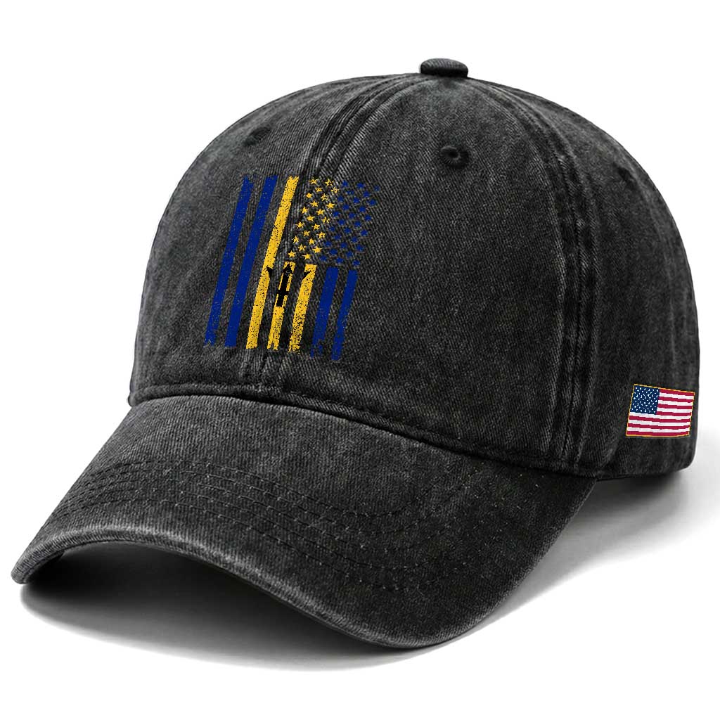 Barbados American Flag Washed Cotton Baseball Cap Distressed Barbadian Pride Patriotic Heritage Gift