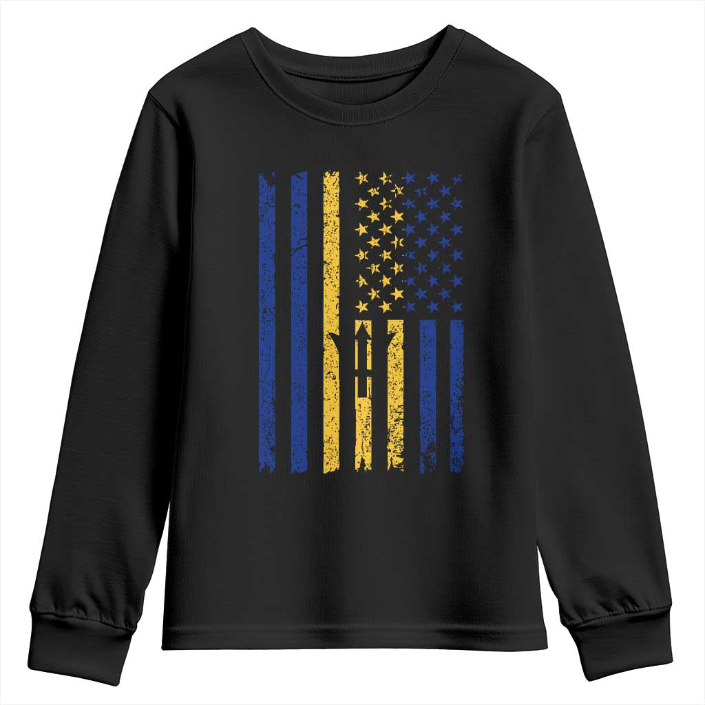 Barbados American Flag Youth Sweatshirt Distressed Barbadian Pride Patriotic Heritage Gift