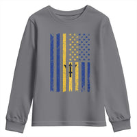 Barbados American Flag Youth Sweatshirt Distressed Barbadian Pride Patriotic Heritage Gift