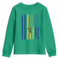 Barbados American Flag Youth Sweatshirt Distressed Barbadian Pride Patriotic Heritage Gift