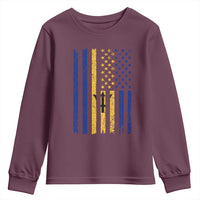 Barbados American Flag Youth Sweatshirt Distressed Barbadian Pride Patriotic Heritage Gift