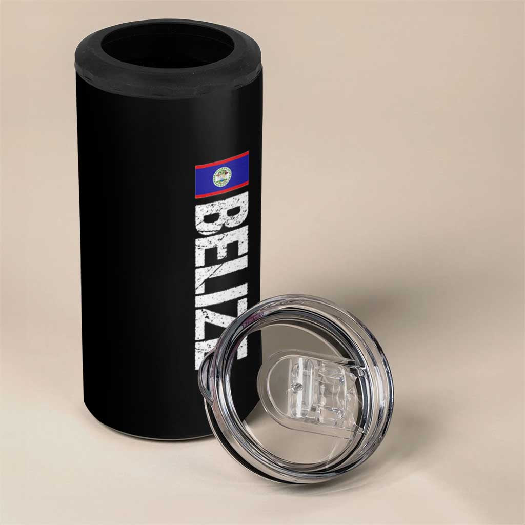 Belize Flag 4 in 1 Can Cooler Tumbler Distressed Central American Pride Heritage Gift