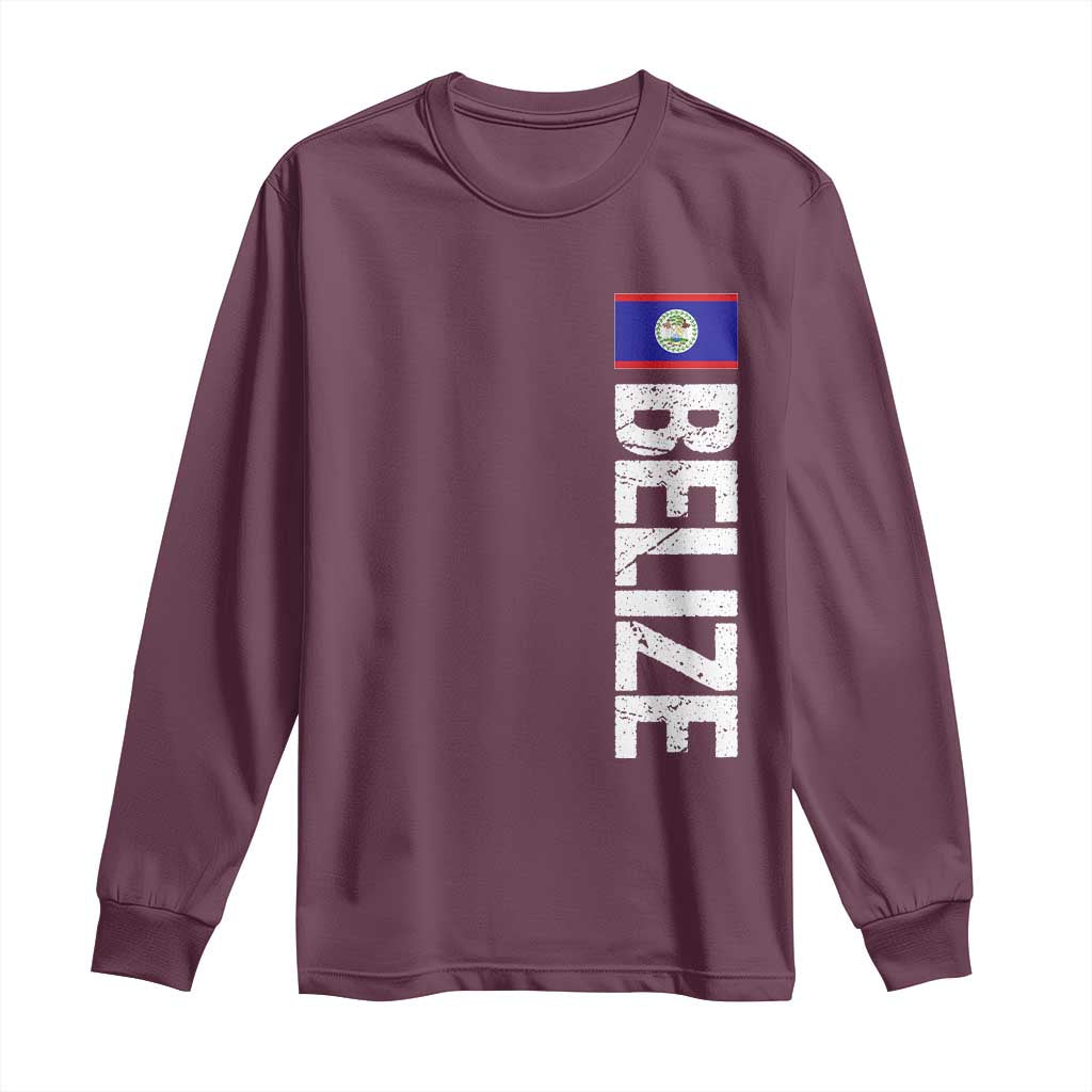 Belize Flag Long Sleeve Shirt Distressed Central American Pride Heritage Gift