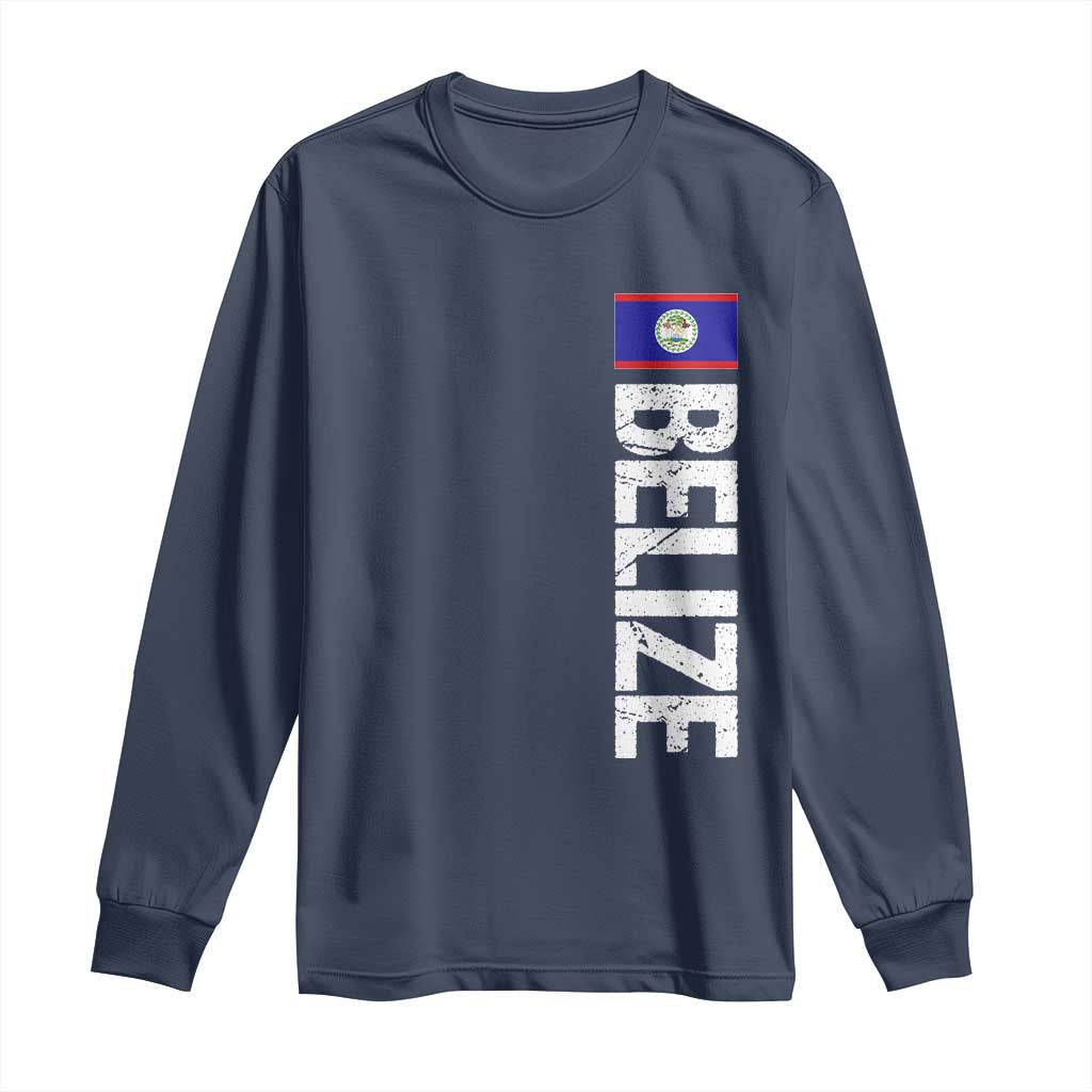 Belize Flag Long Sleeve Shirt Distressed Central American Pride Heritage Gift