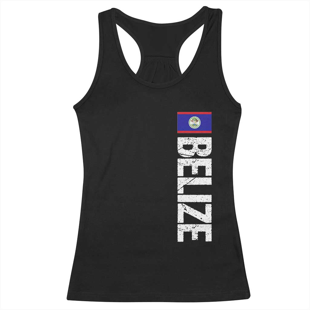 Belize Flag Racerback Tank Top Distressed Central American Pride Heritage Gift