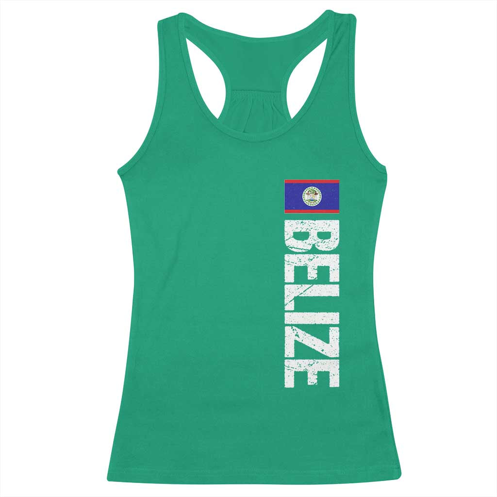 Belize Flag Racerback Tank Top Distressed Central American Pride Heritage Gift