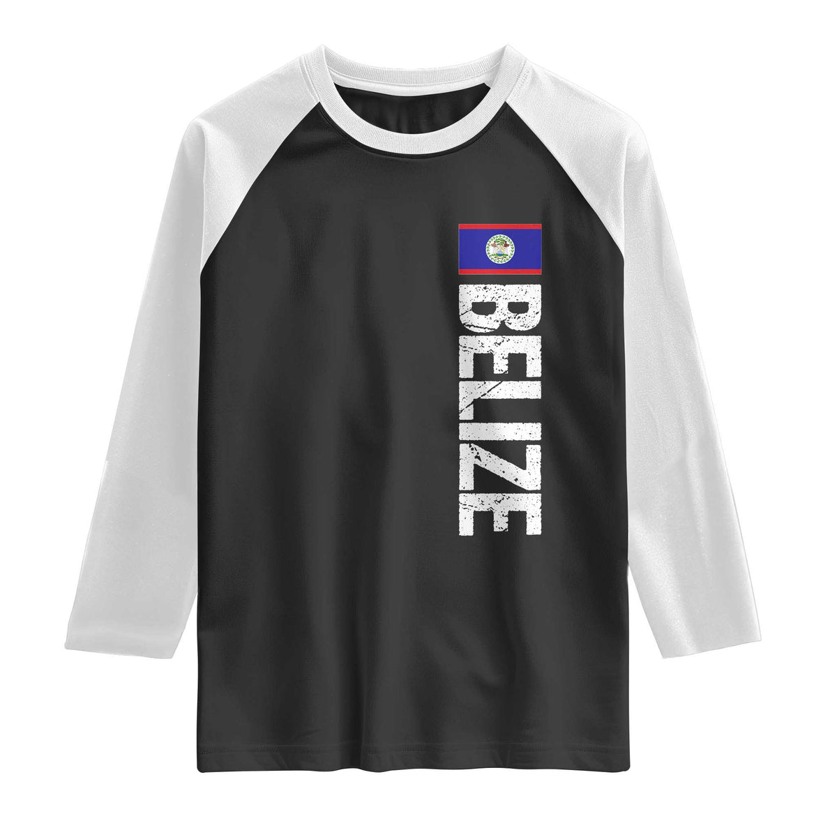 Belize Flag Raglan Shirt Distressed Central American Pride Heritage Gift